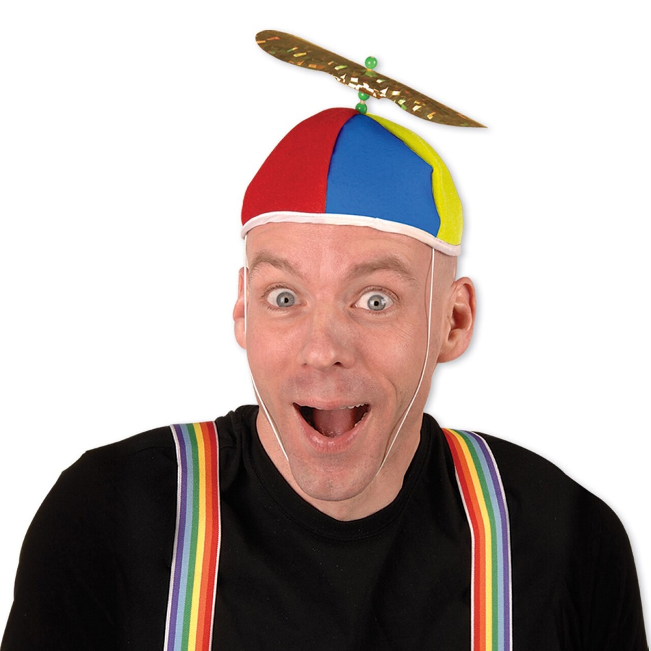 Party Central Pack of 12 Vibrantly Colored Spinning Men Adult Cyclone Propeller Beanie Party Hat - One Size